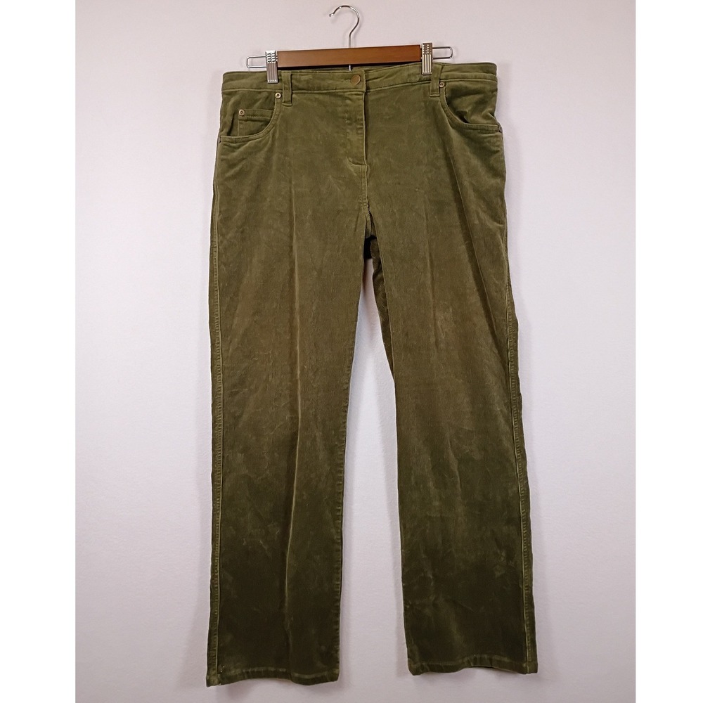 Gorpcore Woolrich Women 10 Petite Olive Green Corduroy Straight Leg Pants 1030